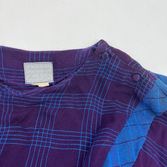 Vintage 80s Rabbit Rabbit Rabbit Windowpane Dress Boho Prairiecore - Picture 3 of 8